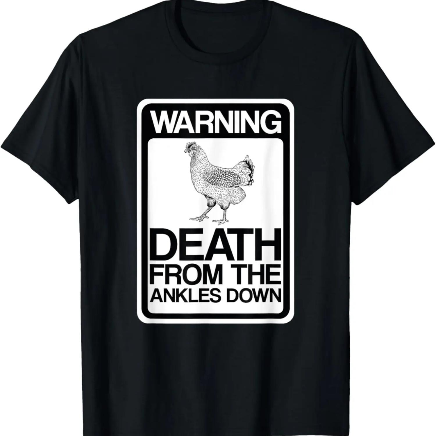 

Angry Chicken Warning Death From The Ankles Down Chicken Pun T-Shirt XXXXXL чёрный