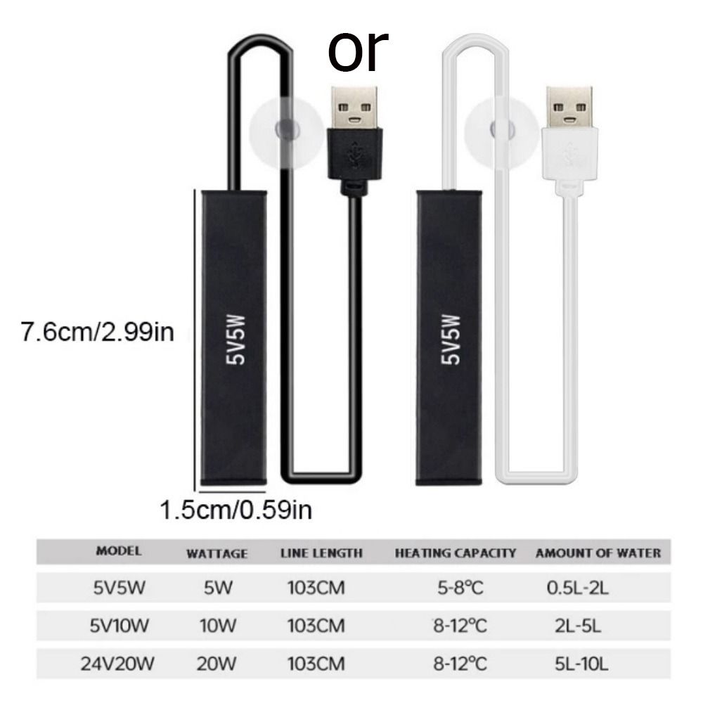 5/10W Fish Tank USB Heating Rod Energy Saving Thermostatic Turtle Heater Mini Aquarium Heater  Home
