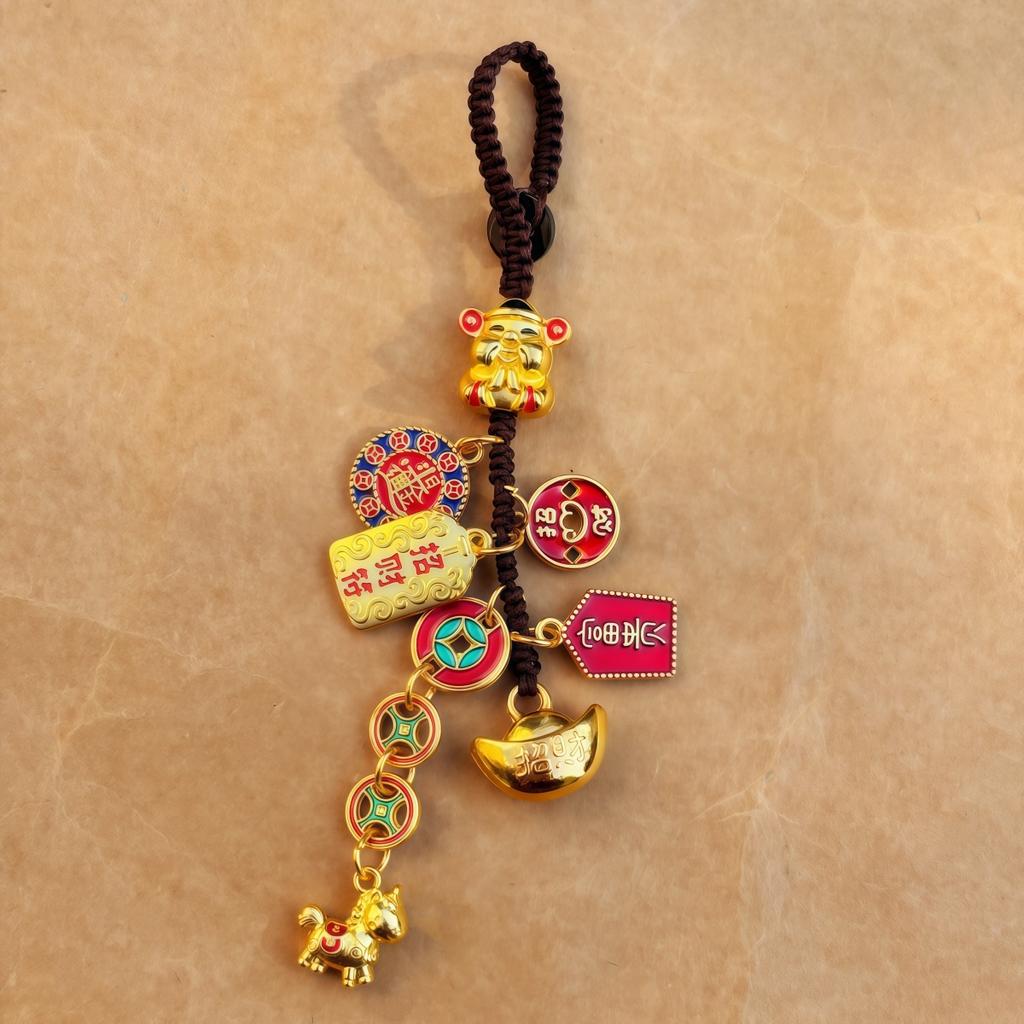 Year Of The Horse Lucky Fortune Keychain Mobile Phone Lanyard Zodiac Horse Pendant Bag Hanging Accessories Year Gift