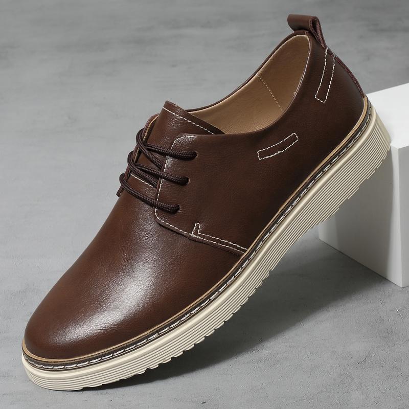 FashionLuxury Men Casual Shoes Fashion Simple Designer Men Shoes Genuine Leather Leisure Walk Oxfords Male Lace-up Comfortable Flats