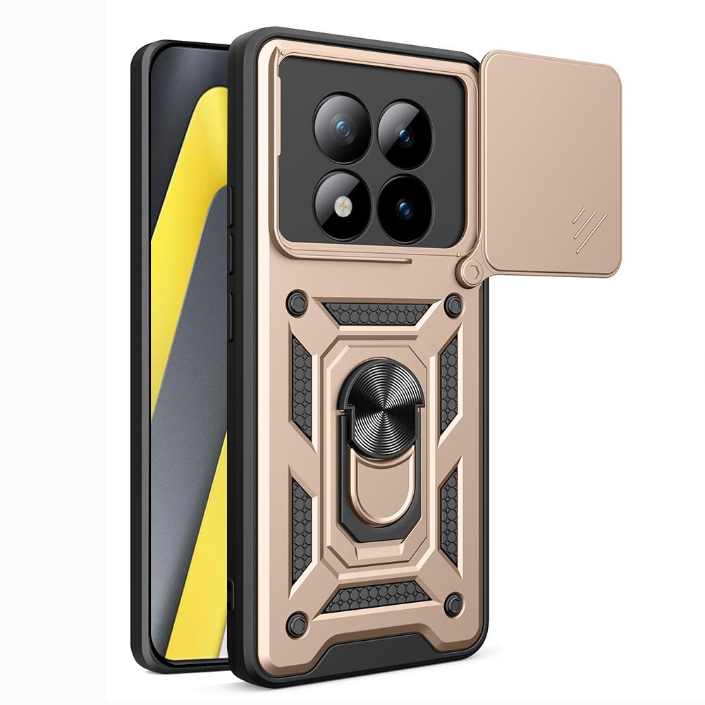 

Чохол-підставка Funda для Xiaomi POCO M8 5G з кільцем-підставкою для камери, протиударна кришка Capa for POCO M8 золотий