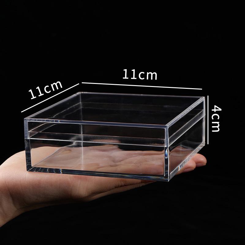 Transparent Square Acrylic Storage Box for Figures - Dustproof Food-grade Plastic, PS Wedding Candy Box with Lid