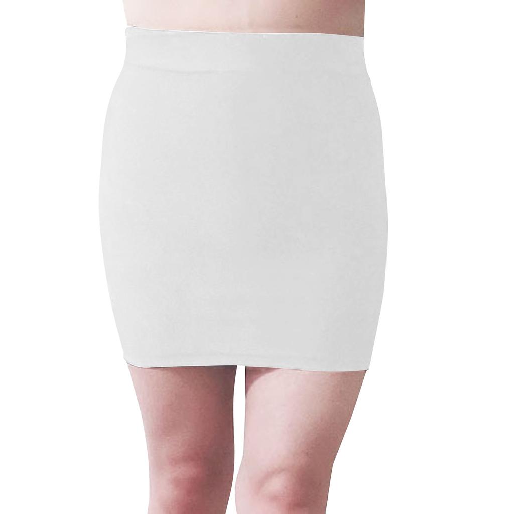 Women's Fashion Solid Color Sexy  Fluorescence Smooth Elastic Waist Hip-wrap Short Skirt