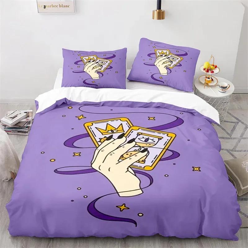 Boho Sun and Moon Duvet Cover Mysterious Astrology Bedding Set Microfiber Witch Wiccan Fortune-Telling Tarot Cards Quilt Cover