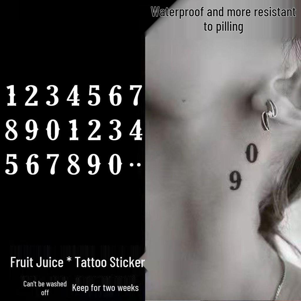 Waterproof Realistic Herbal Fruit Juice Tattoo Stickers: DIY Letters & Numbers for Men and Women