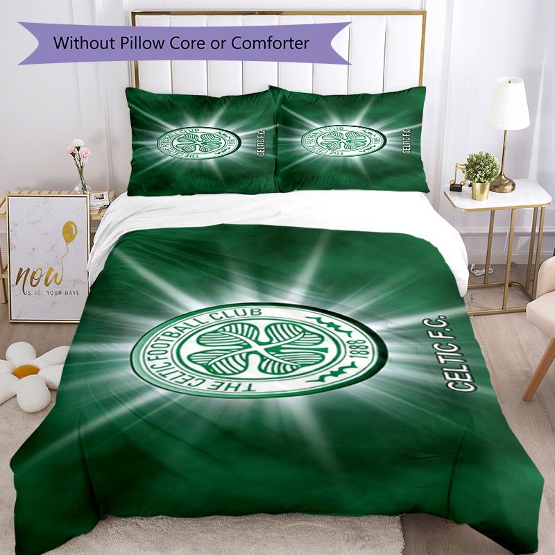 Celtic Football Club Crest Printed Pattern Duvet Cover Set – includes 1 duvet cover and 2 matching pillowcases Bedroom decor Christmas gifts