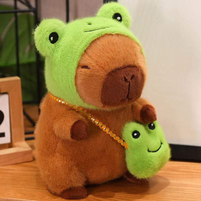22Cm New Simulation Capibala Shoulder Bag Series Stuffed Plush Toy Cartoon Anime Cute Gift For Children'S Birthday Fun Doll