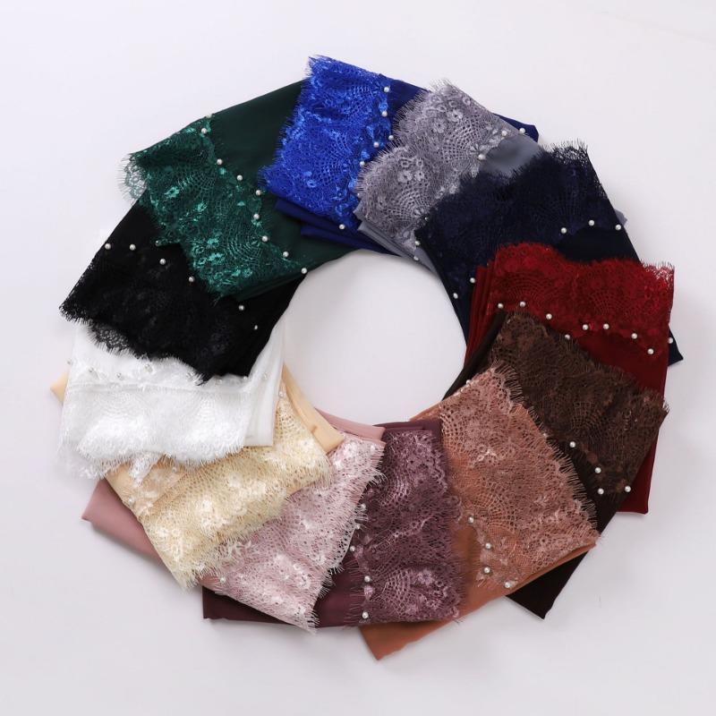 Eyelash Lace Chiffon Scarf With Beads For African Women