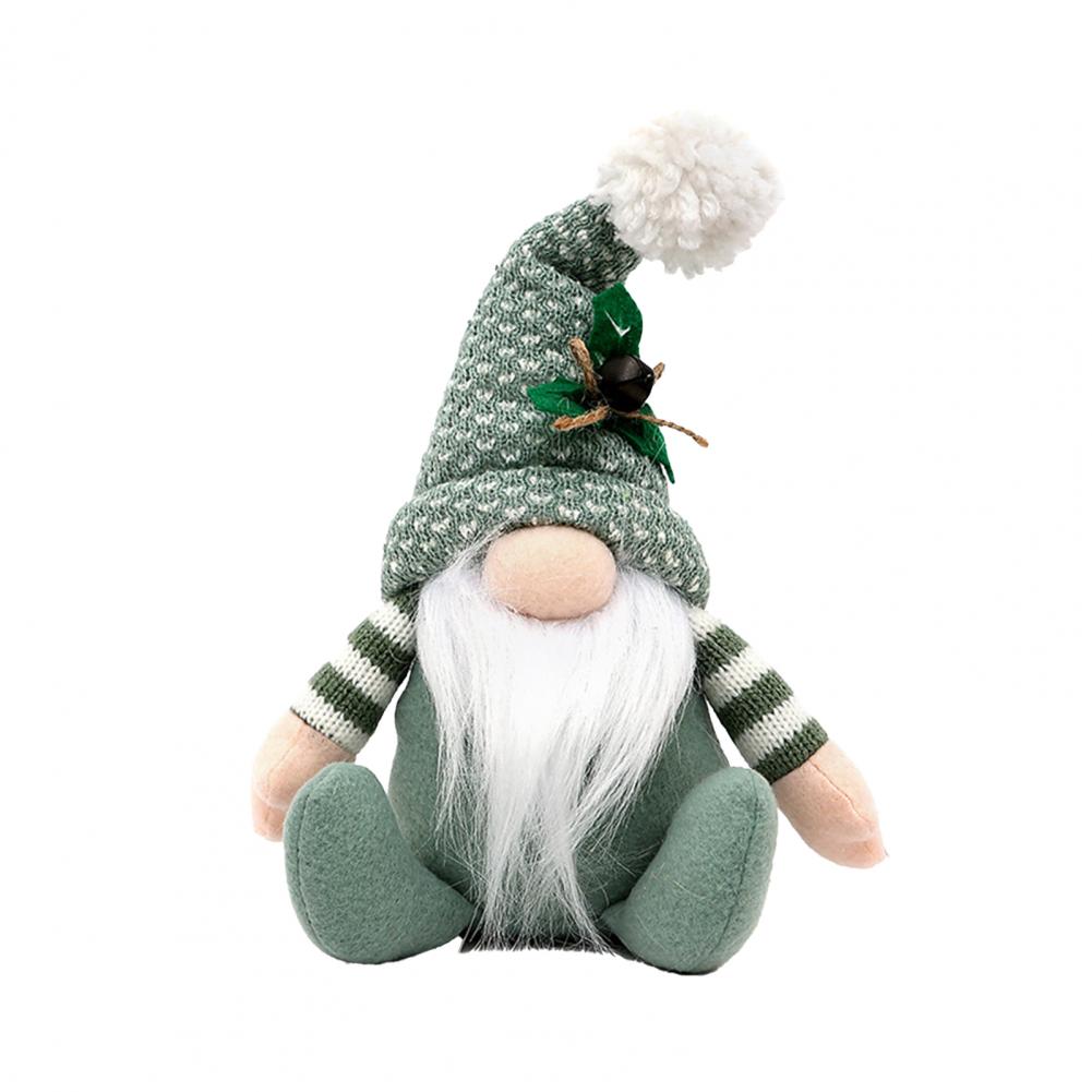 Holiday Gnome Ornament Rustic Christmas Gnome Accent Handmade Plush Christmas Gnome Doll Decorations Green Swedish for Home