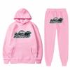 Conjunto de Sudadera Holgada de Manga Larga de Felpa para Hombre y Mujer con Pantalón, Sudadera con Capucha Estampada Bordada