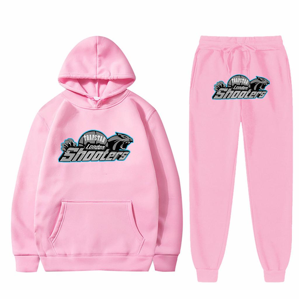 Conjunto de Sudadera Holgada de Manga Larga de Felpa para Hombre y Mujer con Pantalón, Sudadera con Capucha Estampada Bordada