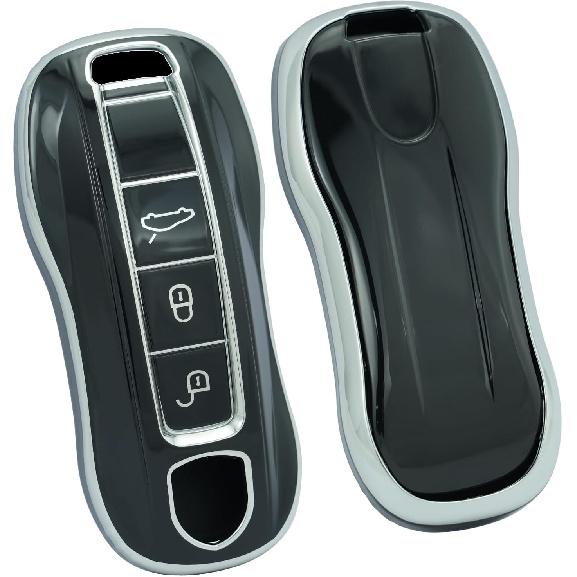 

SANRILY Silver-edge Fit for Porsche Key Fob Cover Cayenne 2022 2021 Panamera 911 TAYCAN Keyless Full Protection Keychain Holder Light-purple чёрный