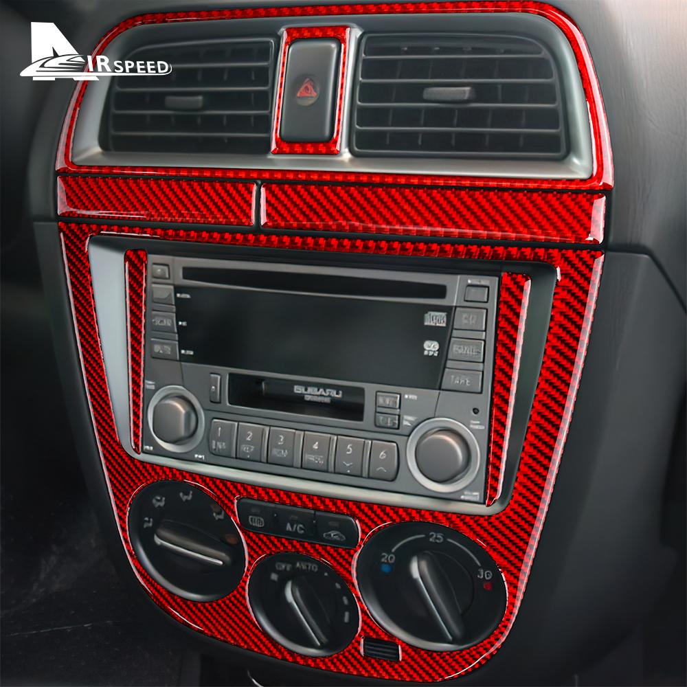 Autocollant de Couverture en Fibre de Carbone pour Subaru Impreza STI 2002 2003 2004 Garniture de Panneau Multimédia de Console Centrale