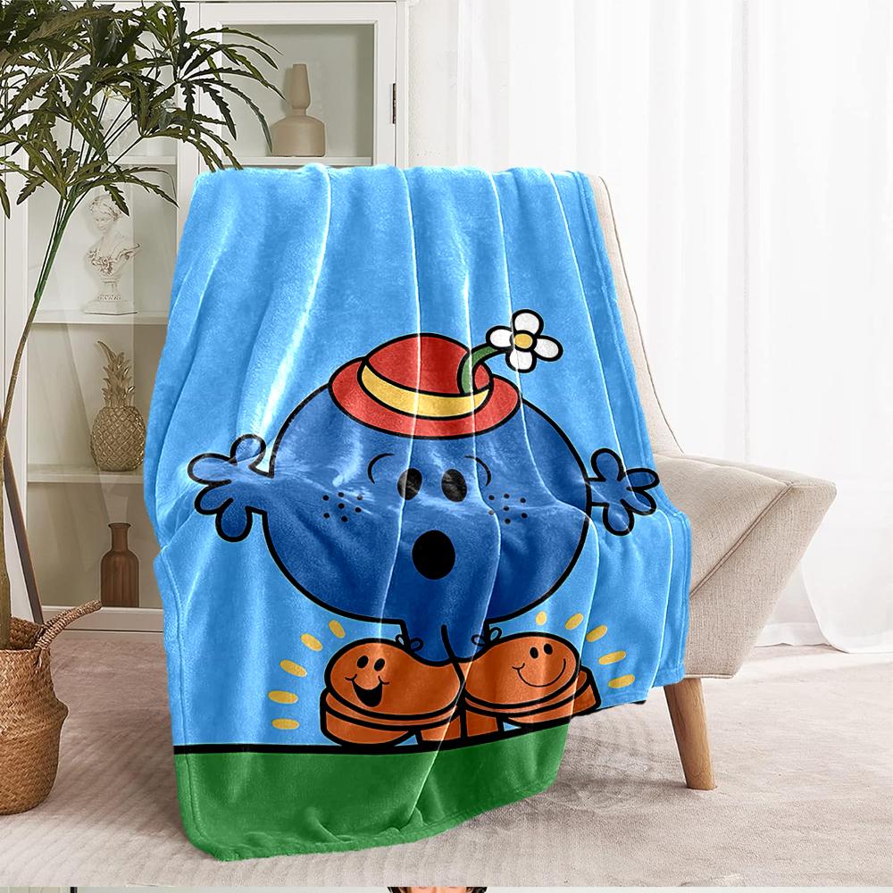 Mr. Men and Little Miss Theme Printed Blanket - Perfect for Couch, Bed, Travel & Outdoor Use | Machine Washable, Cozy & Durable.