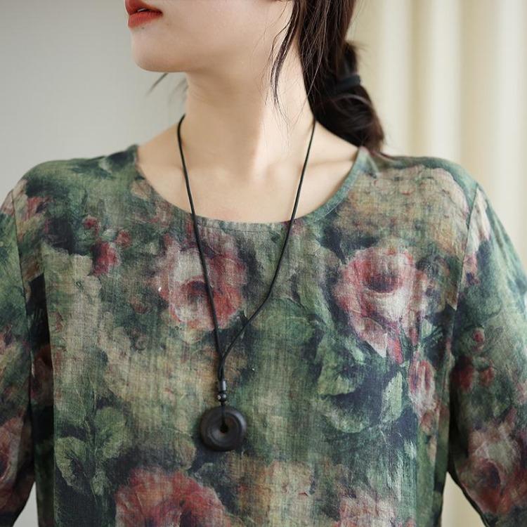 New Vintage Floral Maxi Dress Women Plus Size Oversize Long Sleeve Loose Basic Spring Long Dress