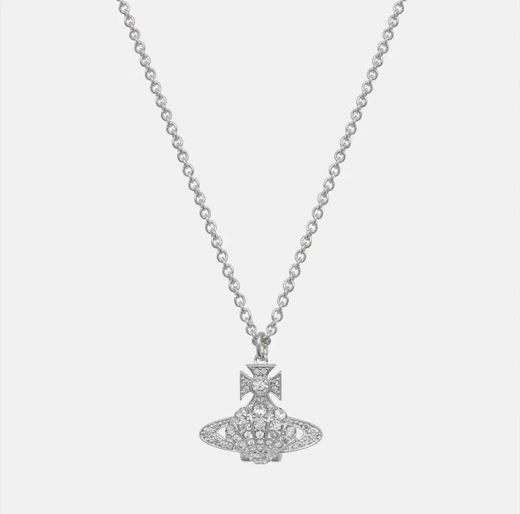 Vivienne Westwood Diamond Shell Saturn Jewelry Set: Necklace, Bracelet, and Earrings – Women's Luxury Versatile Collection.
