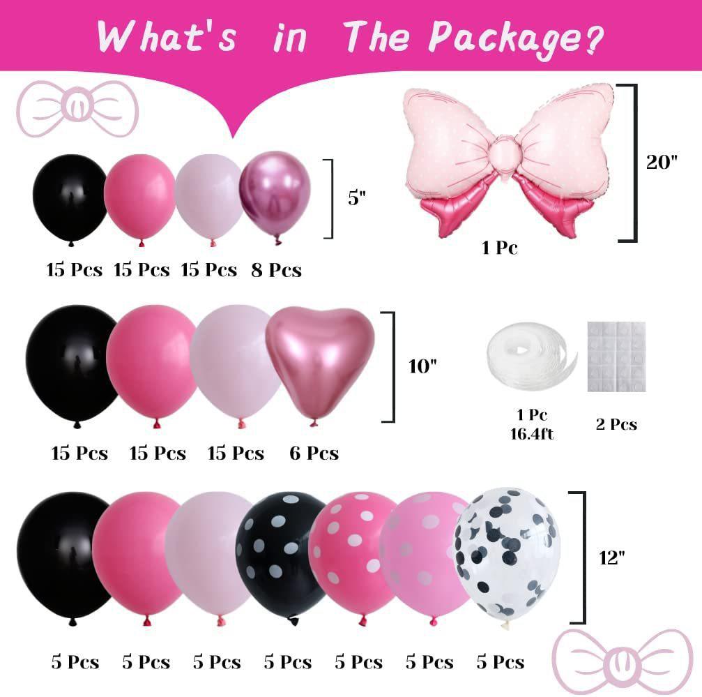 Pink Bow Mickey Mouse Balloon Garland Set for Girls' Birthday Party Decoration