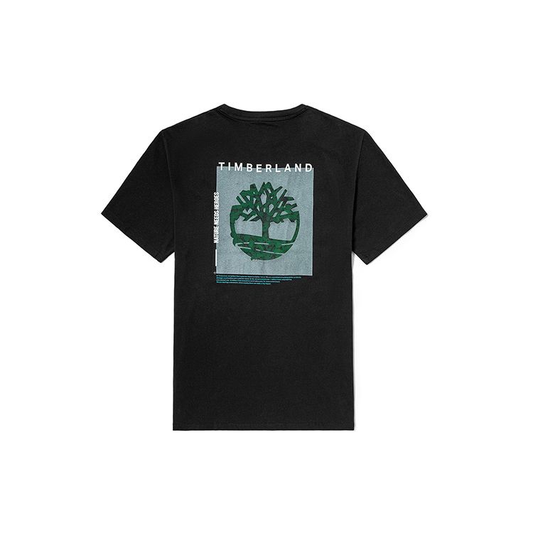 Timberland Outdoor Casual Color Block Printed Round Neck Short Sleeve Drop Shoulder T-Shirt Men T-Shirts Black A4372001 XXL