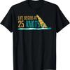 Windsurfing Life Begins At 25 Knots Surfer Saying T Shirt Vintage Stylish Stretched Comfortable Casual Graphic Homme