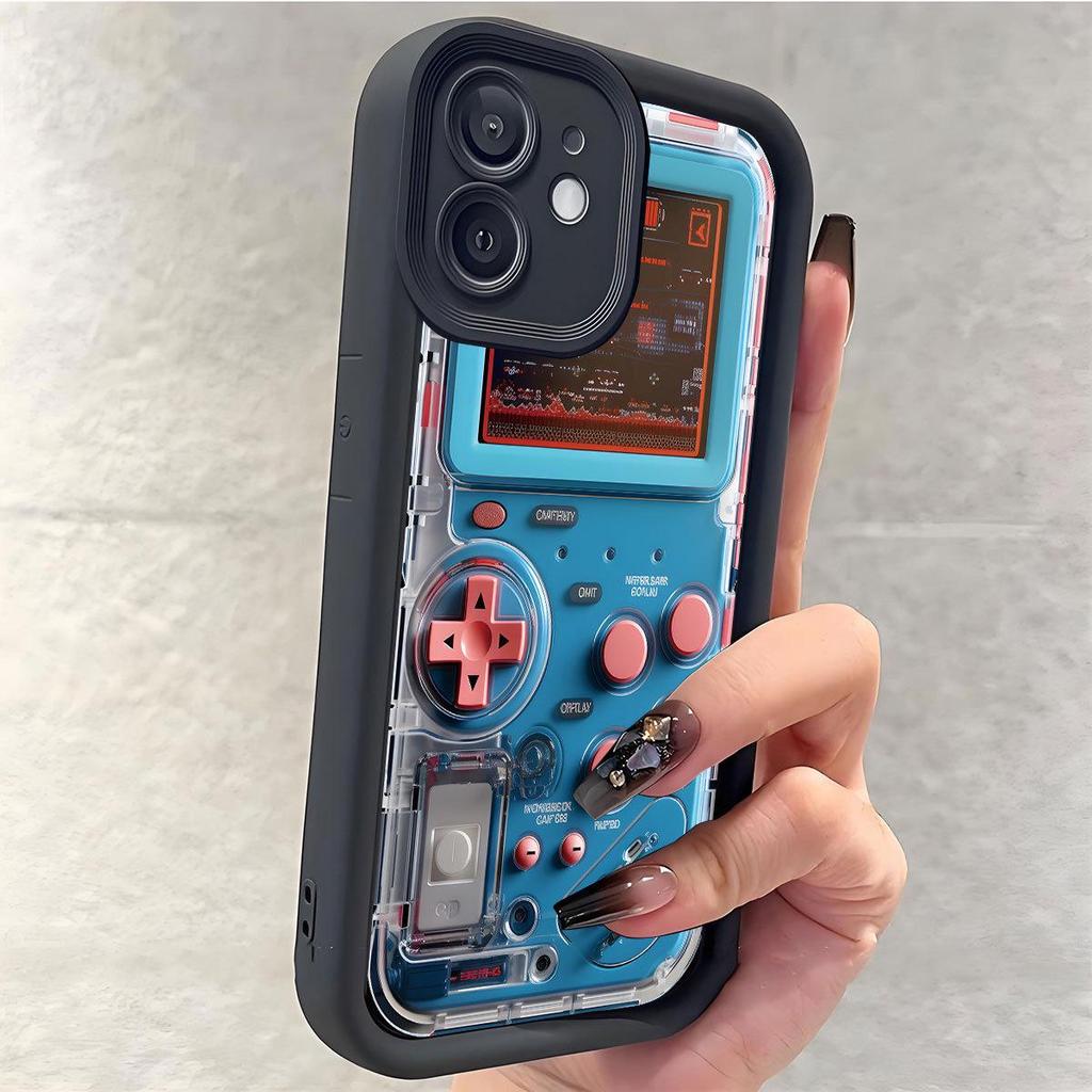 Black Groove Game Console Phone Case for iPhone 14-17 Pro Max