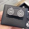 Silver Double Halo Teardrop CZ Stud Earrings Micro Pave Crystal Teardrop Earrings Women Minimalist Elegant Jewelry