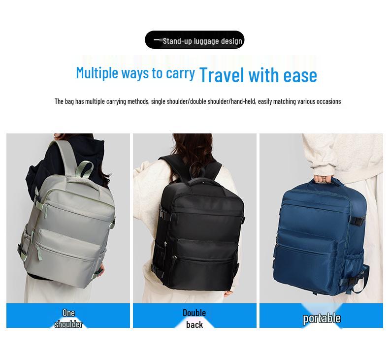 Versatile Wear-Resistant Business Laptop Backpack with Wet/Dry Separation & Trolley Sleeve