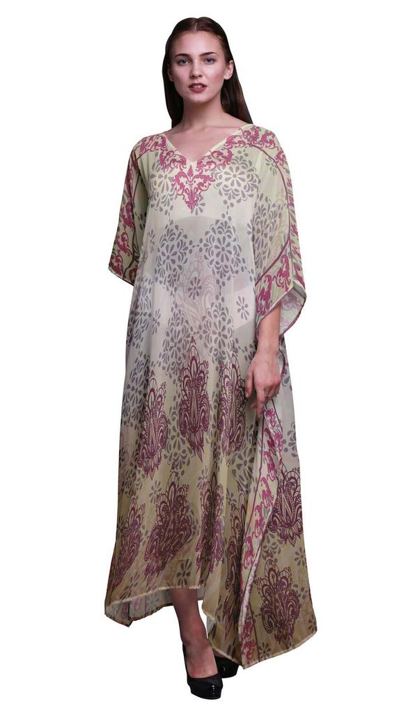 Phagun Paisley Ethnic Womens Long Beach Kaftan Beachwear Bikini Coverup Maxi