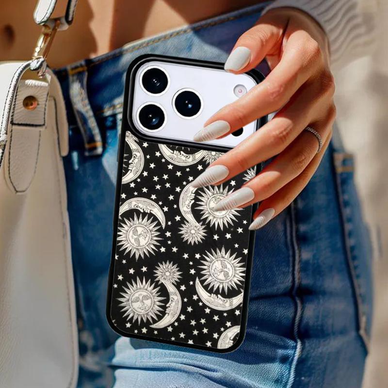 

Винтажный Чехол для Телефона Луна и Солнце Звезды Для iPhone 17 Air 14 15 13 12 Max Чехол Для Apple 16e 11 Pro Max Plus Coque iPhone 13