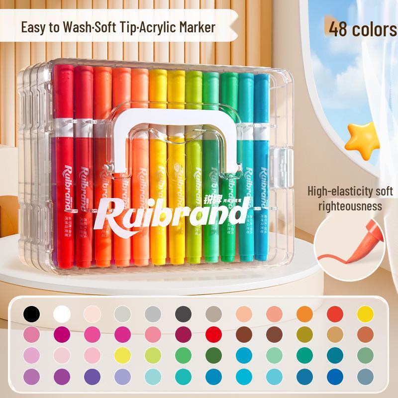 60-Color Washable Acrylic Markers: Watercolor Pens for Children's Art and School Projects