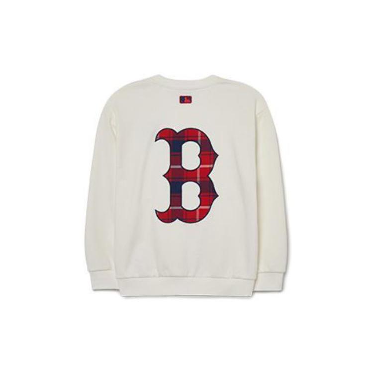 New MLB Crew Neck Brand Logo Embroidery Print Casual T-Shirt Kids' Ivory 7AMTK0131-43IVS