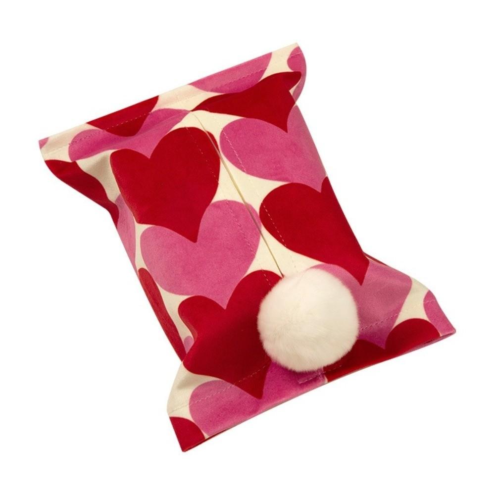 

Luxury Fabric Tissue Box Portable Love Heart Print Napkin Storage Bag Convenient Multipurpose Napkin Dispenser