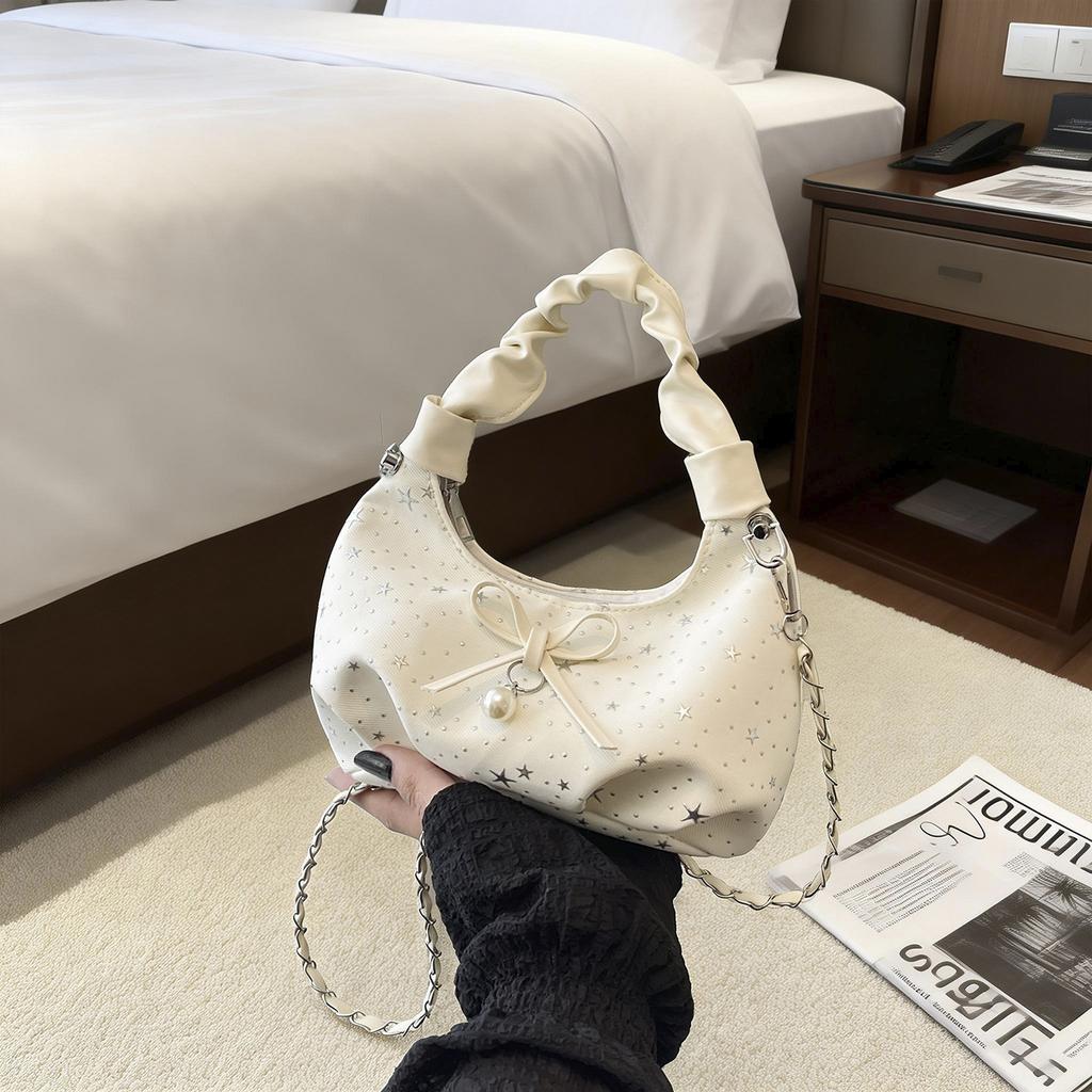 Solid Color Bowknot Versatile Daily Casual Shoulder Crossbody Handbag