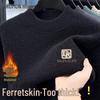 ROMON Men's Fleece-Lined Mock Neck Oversized Sweater