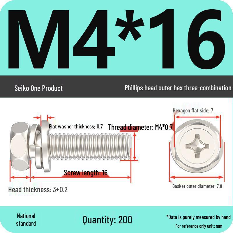 Hexagon Head Combination Screw Bolt Set with Washer and Spring Washer