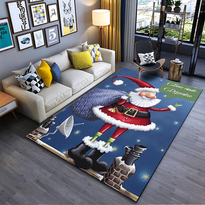 Santa Claus Cartoon Carpet suitable as a non-slip mat for the living room or bedroom sofa
