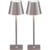 KDG 2 Pack Cordless Black Table Lamps, Rechargeable Portable LED Desk Lamps | 5000mAh Battery Operated 3 Color Stepless Dimming Up for Restaurant,