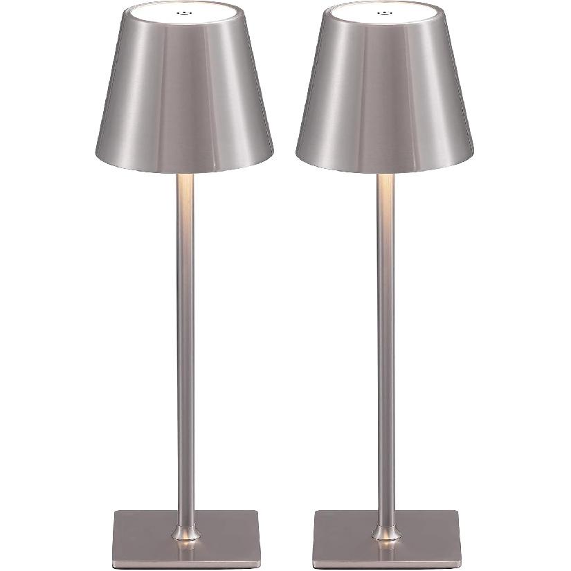 KDG 2 Pack Cordless Black Table Lamps, Rechargeable Portable LED Desk Lamps | 5000mAh Battery Operated 3 Color Stepless Dimming Up for Restaurant,