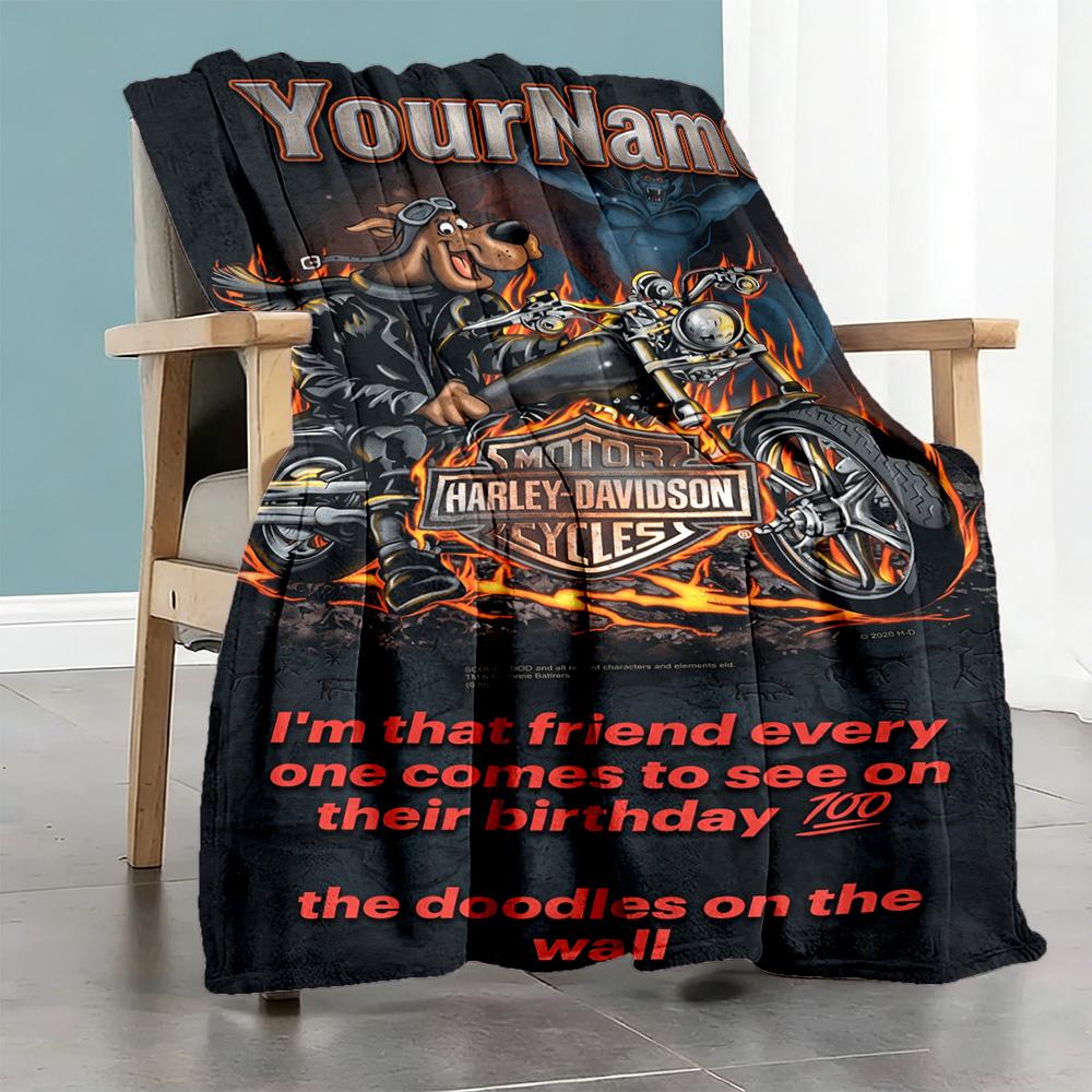 Harley-davidson Motorcycles Customize Your Name Blanket Lightweight Customizable Blanket Ultra-Soft Versatile for Home Decor Chair Seaside Office