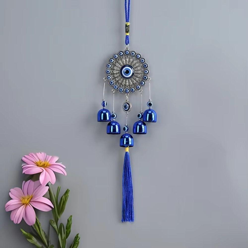 Wall Decor Feng Shui Hanging Bell Flower Plate Blue Eye Wind Chime  Courtyard Decoration
