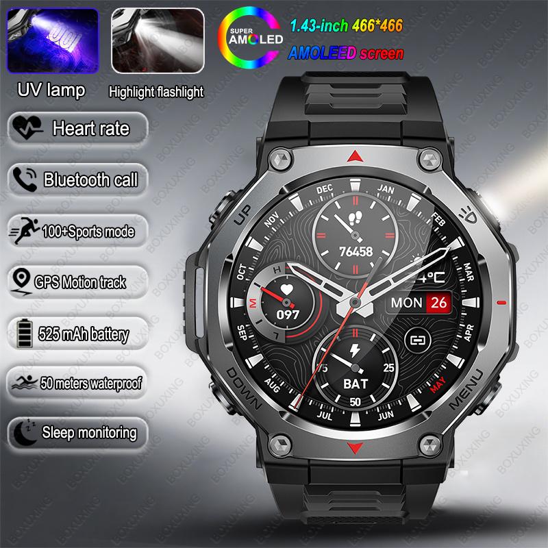 NEW For T-Rex3 Smart Watch Men 10ATM IPX8 Waterproof Smart Watches Compass Altimeter Barometric 1.43'' AMOLED Bracelet
