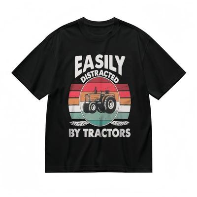 Women's Comfy Breathable Classic T-Shirt Mens Womens Tees Top Tractor Distraction Graphic Tee