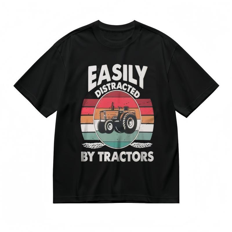 

Women s Comfy Breathable Classic T-Shirt Tractor Distraction Graphic Tee XL