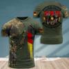 Tricou german Bărbați Skull Flag 3d Print Tops Moda Veteran Mânecă scurtă Tricou cu decolteu Ocazional Grafic Tricouri largi supradimensionate
