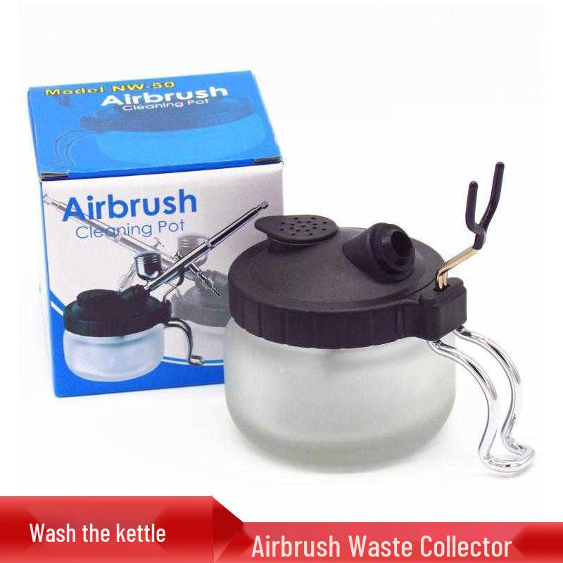 Airbrush Cleaning Kit: Waste Pot, Cleaner, Scraper, Needles & Brushes