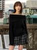 THE GREEN LAB Off-Shoulder Boucle Knit [Black]