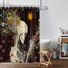 1pc Halloween Skull Print Waterproof Shower  Partition Privacy Hanging Curtain with 12 Hooks Multiple Sizes Machine Washable