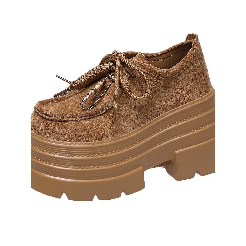 Мода 2025 Осінь Жіночі Шкіряні Кросівки Висока Платформа На Шнурівці Повсякденне Взуття Товста Підошва 10 См Підбори Взуття для Ходьби Zapatos Mujer