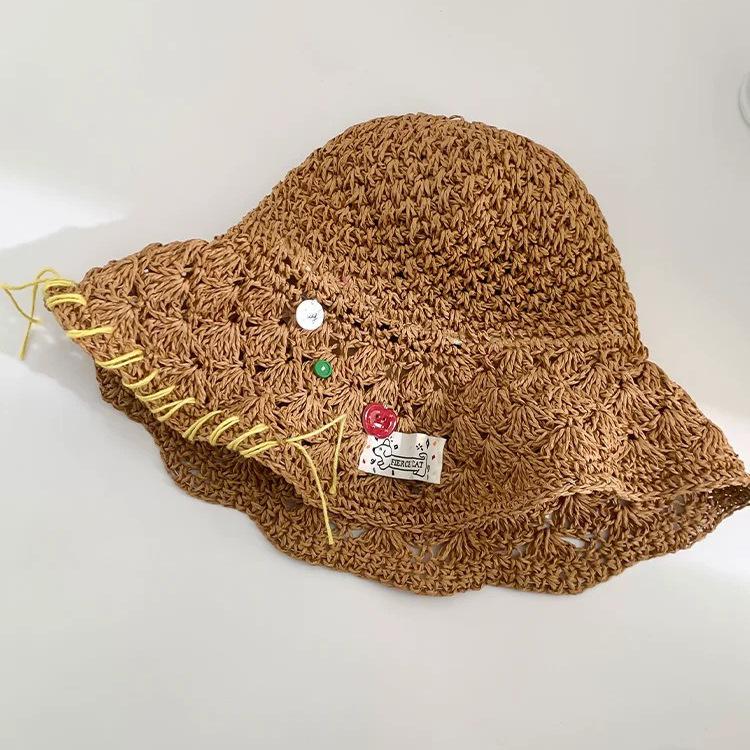 Grass Hat Women'S Spring And Summer Seaside Beach Vacation Hollow Sun Hat Large Brim Woven Sunshade Hat