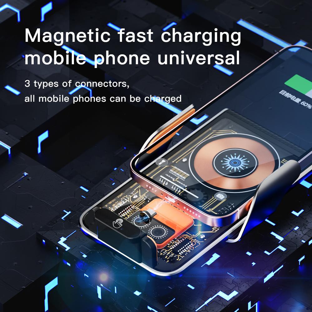 Magnetisk trådløs billader 15w hurtigladingsholder for Iphone14pro 14 13 12 Automatisk klemme luftventilfeste for Huawei Mate50pro