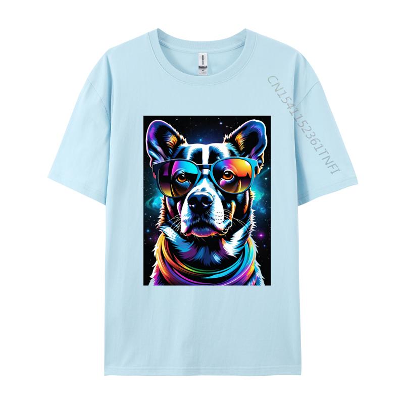 Dog Illustration Tshirt Men T Shirts Colorful Print Tees Big And Tall T Shirts All Cotton Tops Tees Tee Shirts